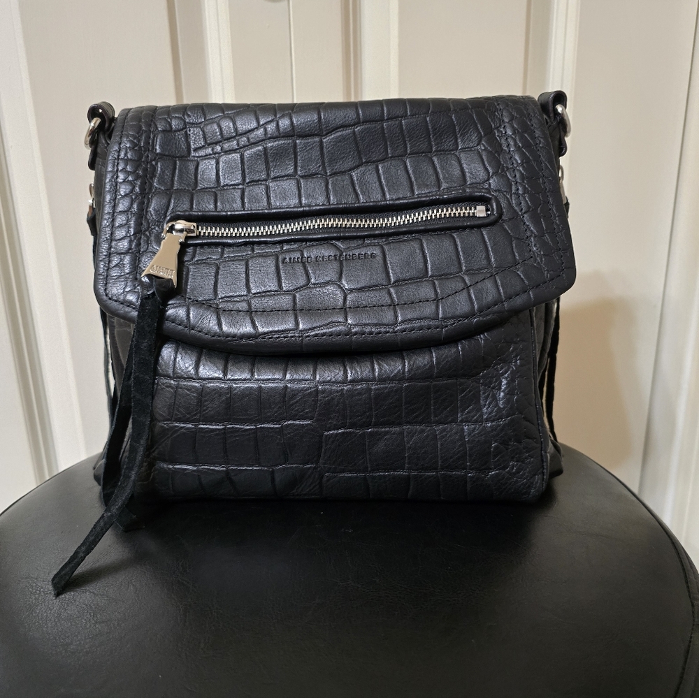 Aimee Kestenberg Leather Fifth Avenue Bag/Color: Black Croco